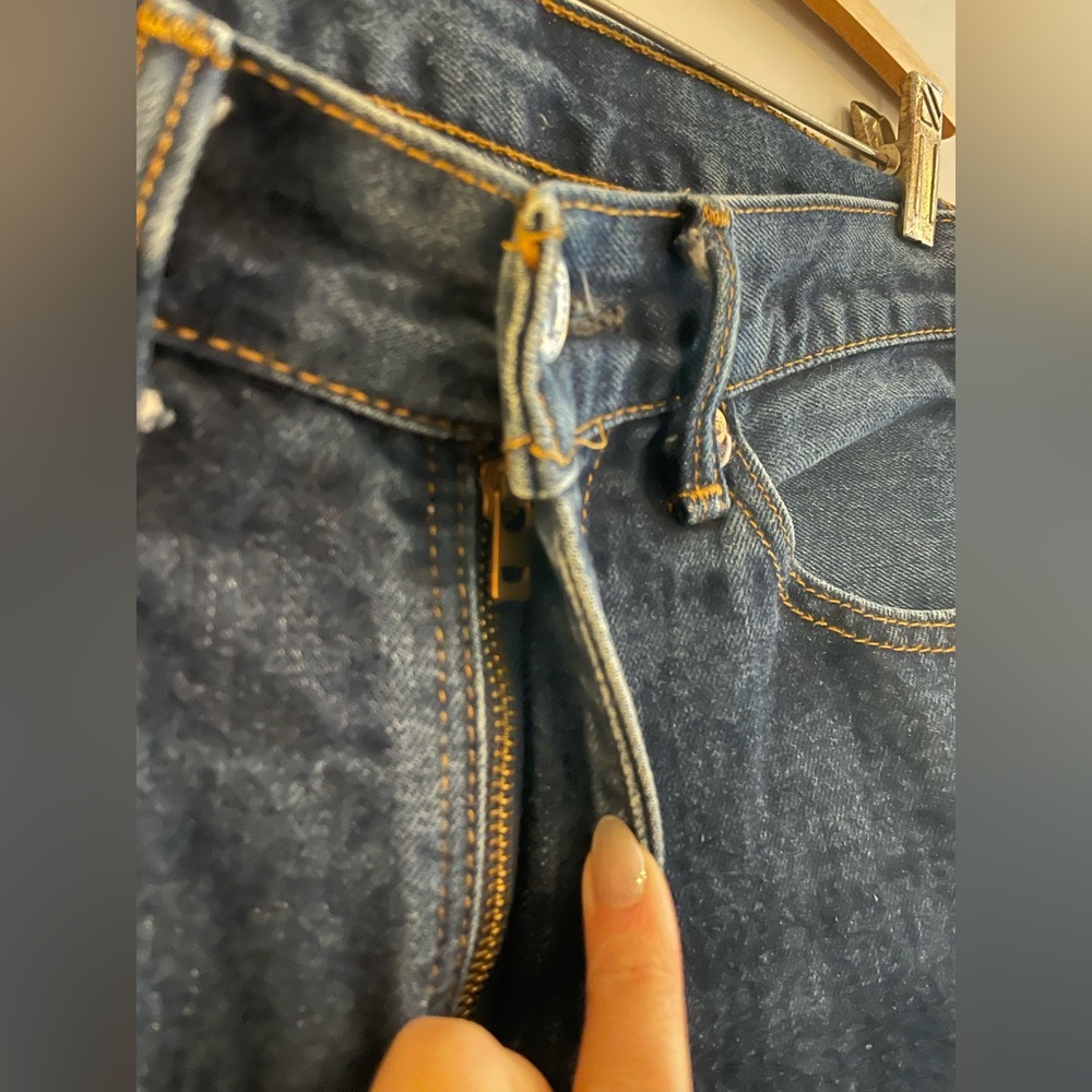 Levi’s Upcycled Dark Wash Jeans with Added Embroidered Hem - Picture 5 of 7